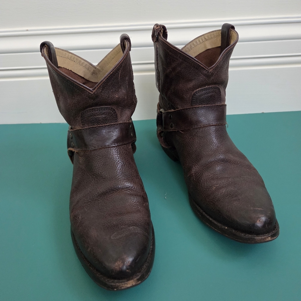 Vintage FRYE Rustic Brown - Moto Harness Boot - 8.5 - New Sole Covering